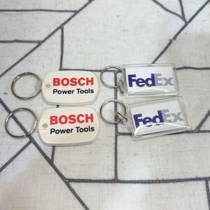 Bosch‎ FedEx Keychain Lot OS White Multi Vintage Advertising Promo 4pc
